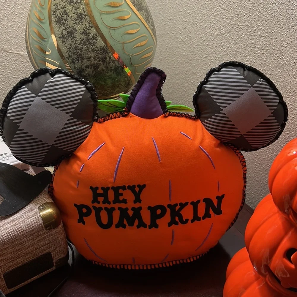 NWT Disney Mickey Mouse Pumpkin Pillow Halloween
